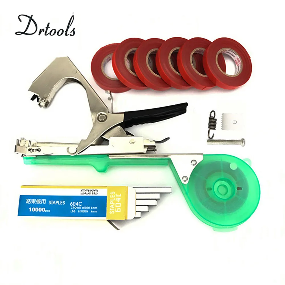 6red tapetool set Drtools садовые инструменты машина для завязывания растений ветка машина для завязывания рук Tapetool Tapener упаковка овощей стволовых обвязок T1-T8 - Цвет: 6red tapetool set
