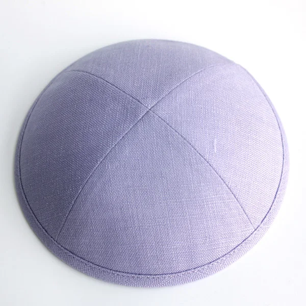 Лаванда Льняные kippot еврейские Yarmulke Kippah Kippot 17 см Череп шапки для мероприятий с вышивкой - Цвет: Лаванда