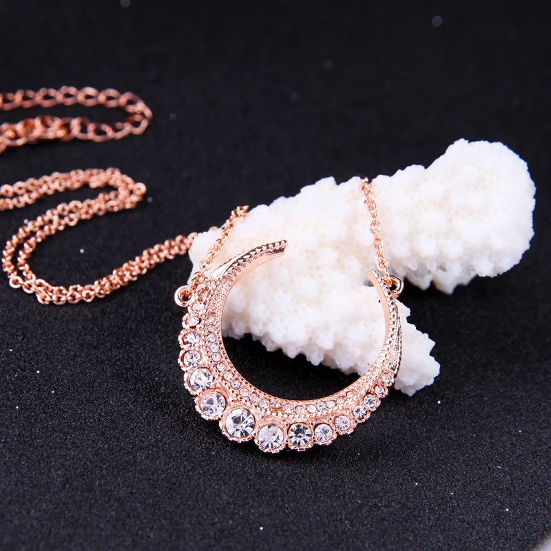 3 цвета стразы ожерелье с Луной простая мода короткая цепочка макси подвеска