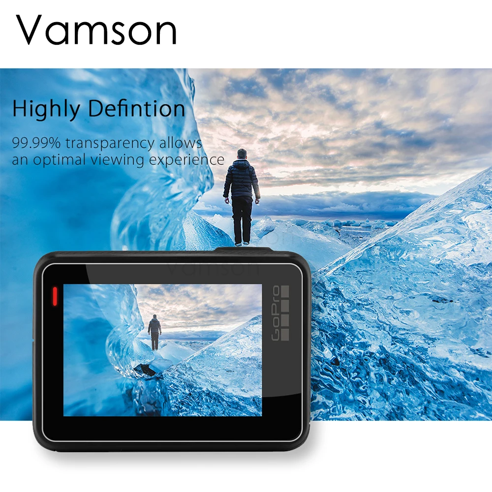 Vamson закаленное Стекло для экшн-Камеры GoPro Hero 7 6 5 экшн видео объектив камеры LCD Экран дисплея протектор Аксессуары+ крышка объектива VP709C