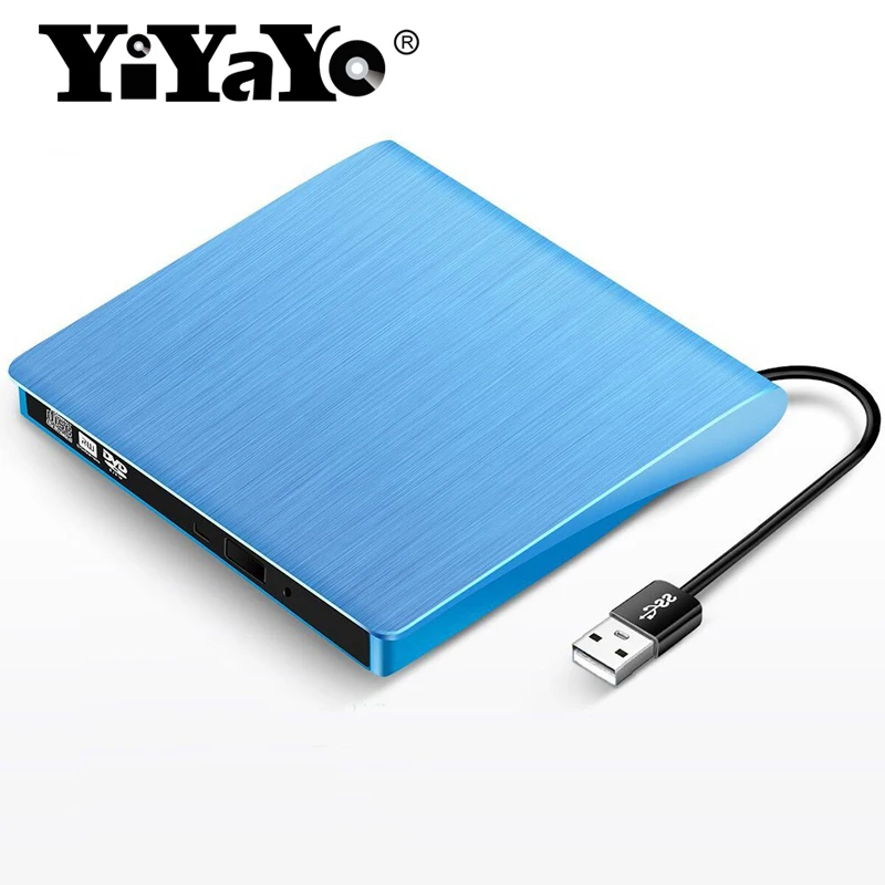 Внешний оптический DVD накопитель YiYaYo USB 2 0 тонкое портативное считывание для