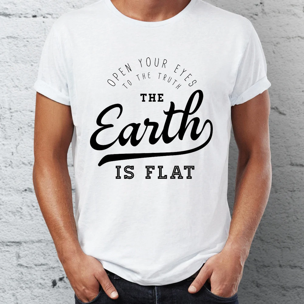 Мужская футболка The Earth is Flat забавная Sarcasm|Мужские футболки| |