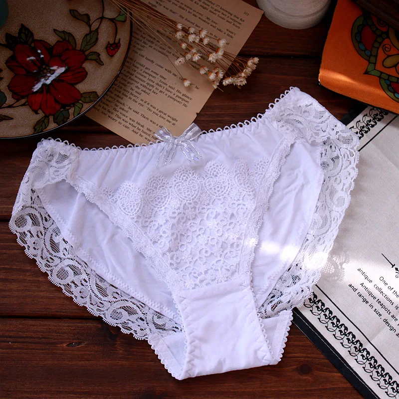 

white milk silk flower totem hollow comfortable ladies underwear Culotte Bragas Mujer Sexy Panties Culotte Femme Thongs Bragas