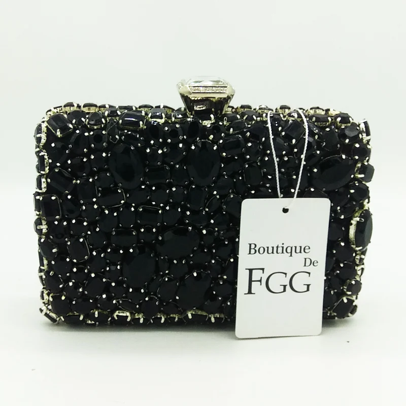 Boutique De FGG черного цвета с украшением в виде кристаллов клатч вечерние сумочки Для
