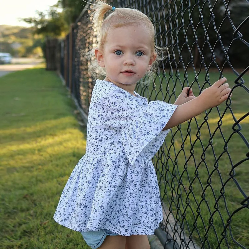 Женское летнее мини-платье из чистого хлопка с цветочным принтом | Детская одежда