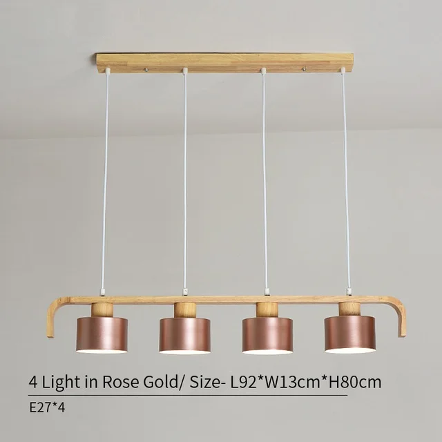 4 Heads Rose Gold LukLoy деревянные современные подвесные светильники Светодиодный Освещение для кухни светодиодный подвесной светильник Кухня стол Спальня барная стойка осветительных приборов - Цвет корпуса: 4 Heads Rose Gold