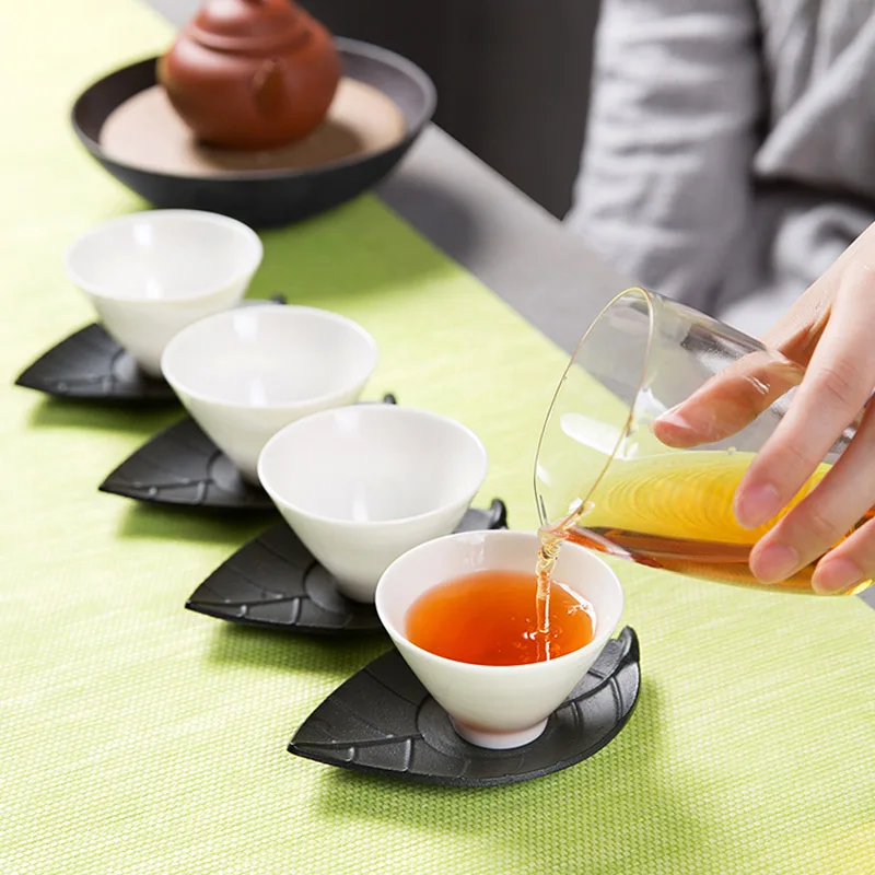 Пинни японский стиль железные чайные чашки коврики в форме листа термостойкий