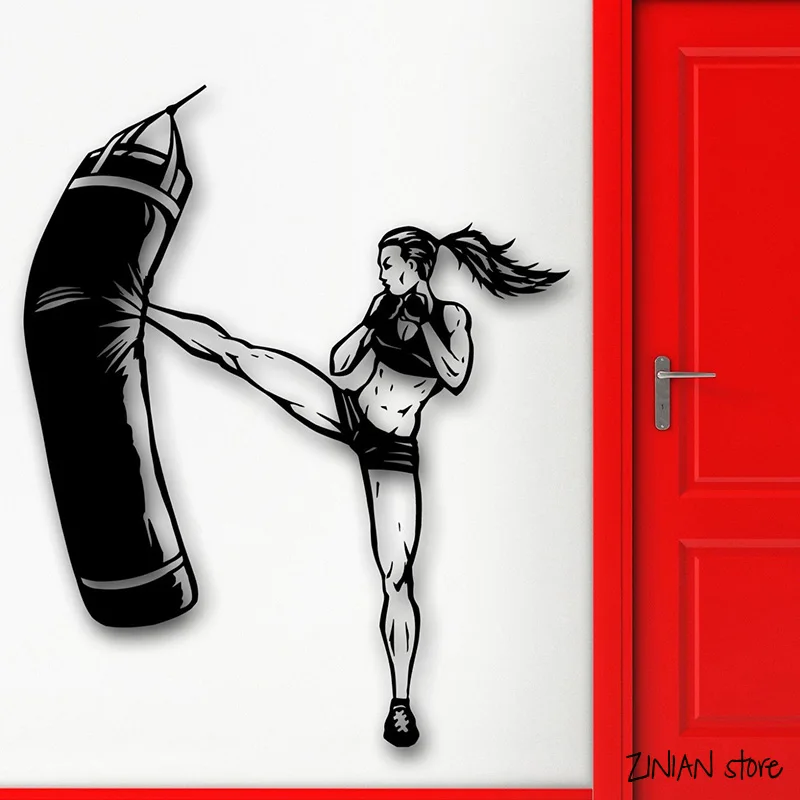 Kickboxing наклейки на стену с изображением сексуальной девушки для девушек спальни