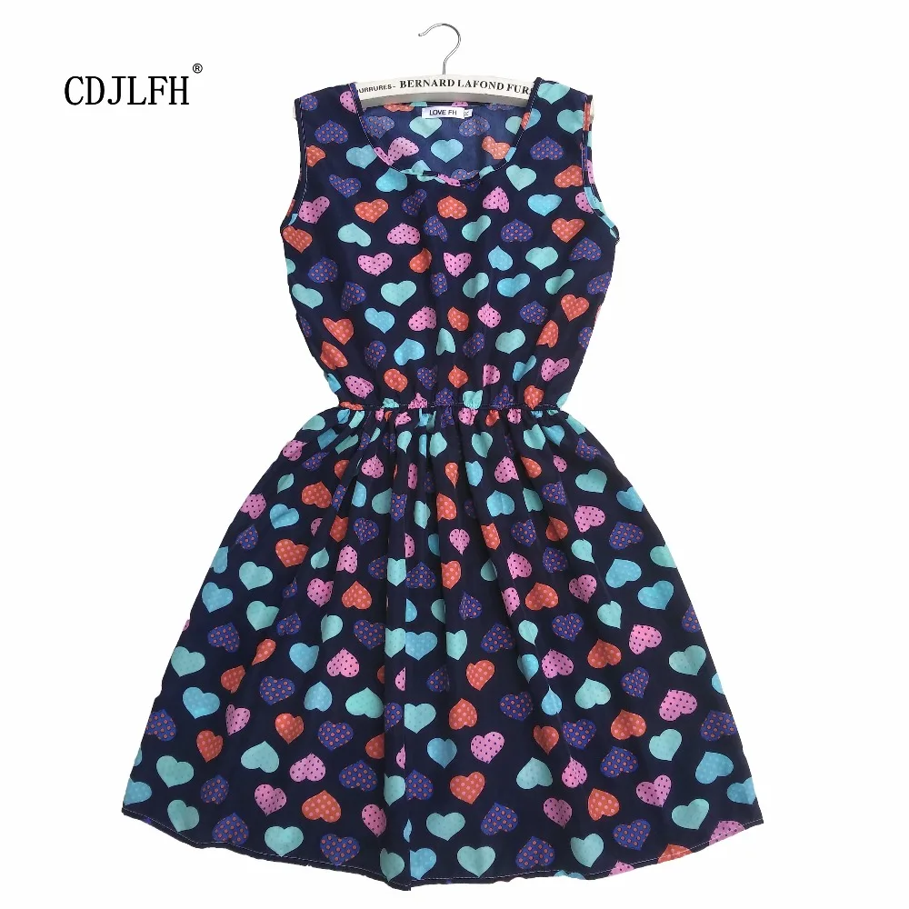 Женское платье без рукавов с круглым вырезом и цветочным принтом|neck dress|dress casualdress