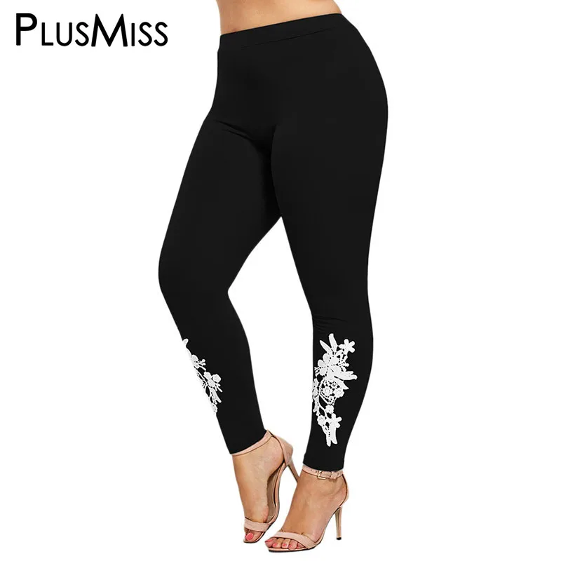 PlusMiss плюс размеры 5XL 4XL вязаный крючком узкие леггинсы для женщин большой фитнес