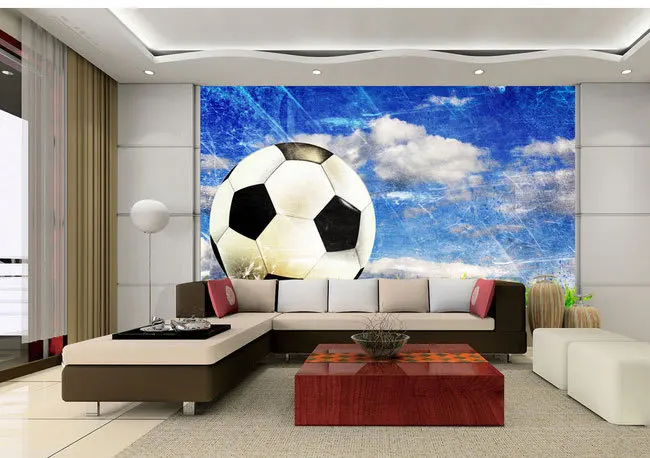 

Large mural living room bedroom study paper soccer sports style 3D wallpaper mural