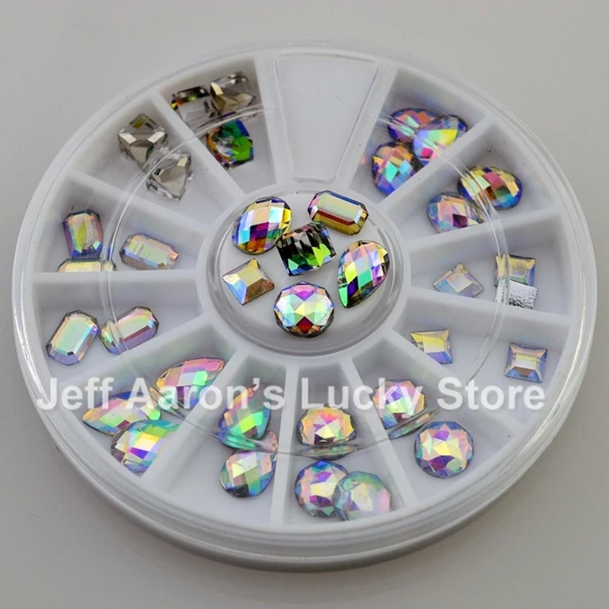 6 колес 3D дизайн ногтей блестящие стразы колесико инструменты Белый AB