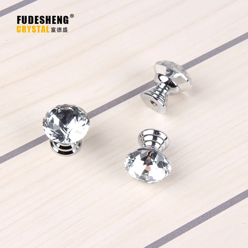 10 шт./упак. 20 мм стеклянные ручки для шкафов и выдвижных ручек в форме бриллианта