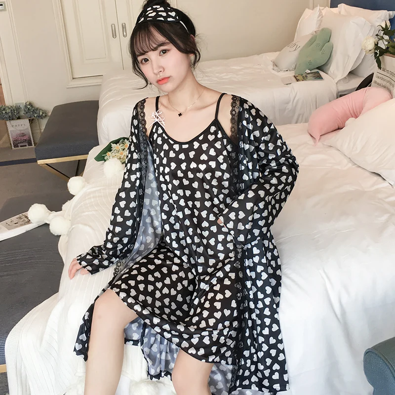 Женская атласная ночная рубашка WAVMIT из шелка ледяного цвета домашняя одежда 2