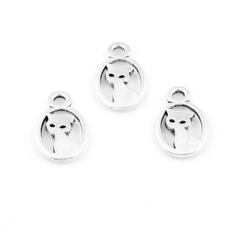 30 шт серебряный цвет прекрасный кот амулеты животное кулон дизайн ручной работы