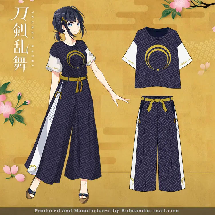 Летняя аниме Touken Ranbu Online Mikazuki Munechika Косплей шифоновая футболка с коротким рукавом