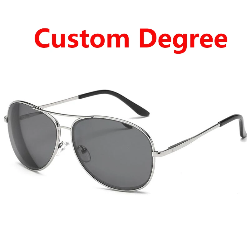 Custom Degree 0-0,5-1,0-1,5 до-6,0 металлические очки для близорукости, мужские Модные очки с большой оправой, короткие очки для коррекции зрения, солнцезащитные очки по рецепту - Цвет оправы: Custom Degree