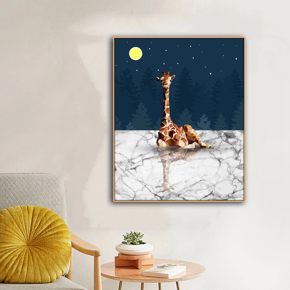 Картина на холсте каллиграфия мультяшный жираф животные принт холст украшение