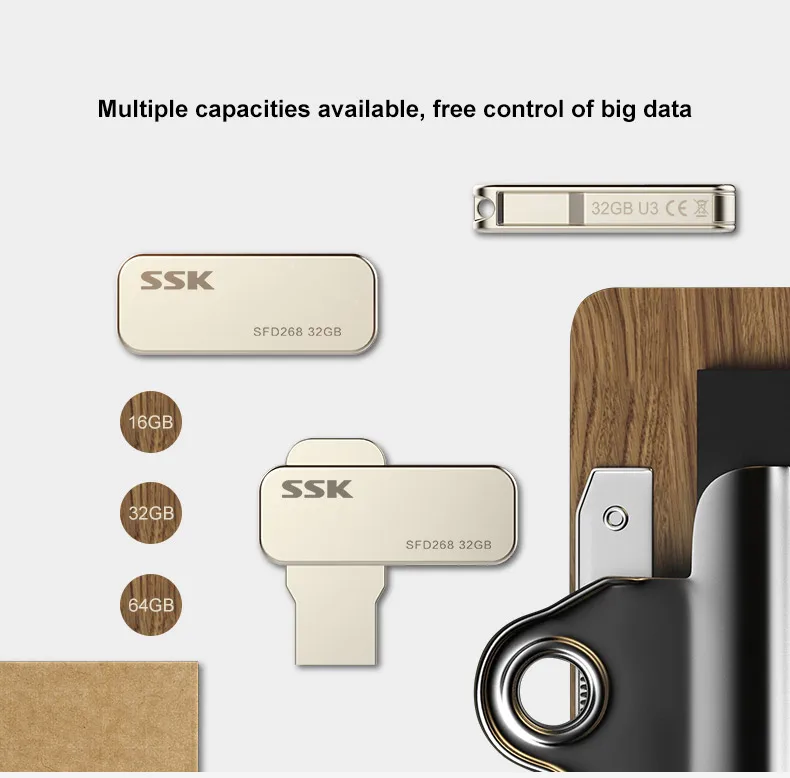 SSK SFD268 USB флеш-накопитель 64 ГБ USB 2,0 флеш-накопители высокоскоростной металлический водонепроницаемый