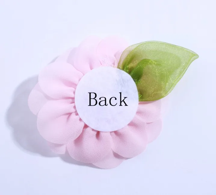 8.5CM Green Leaf Chiffon Flowers For Headband Petals Poppy Fabric Flower Hair Accessories |