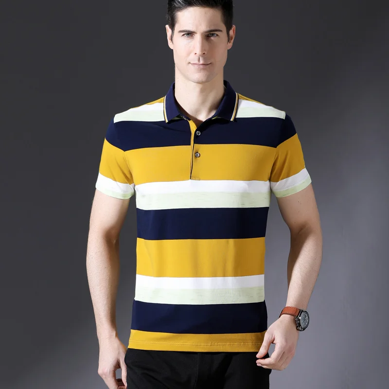 Мужская рубашка поло модный хлопок Smart casual Slim Fit короткий рукав контрастных