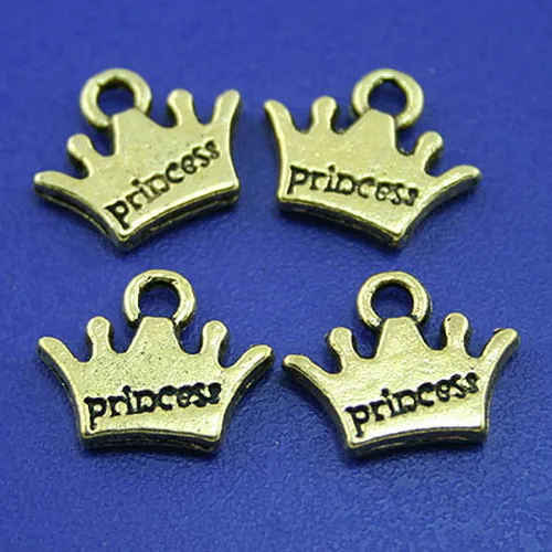 

70pcs dark gold-tone princess crown charms h2216