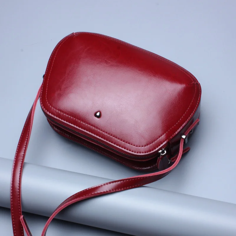 

Double Zipper Mini Women Bag High Quality Genuine Cowhide Leather Shoulder Bags Spring Small Casual Handbag Brown Blue Color