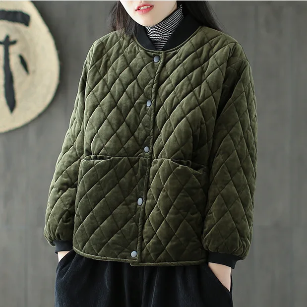 Argyle Parkas женские осенние зимние однотонные винтажные карманы однобортный прямой