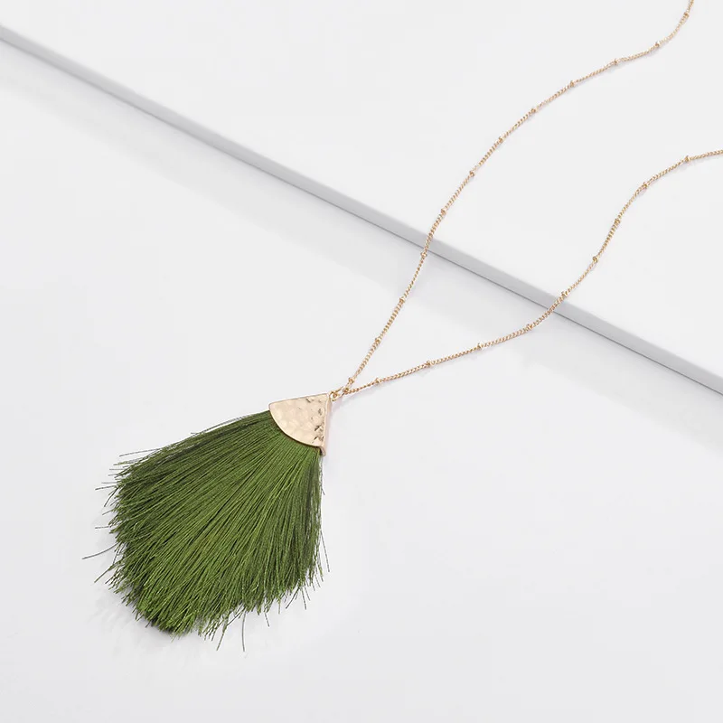 Женское длинное ожерелье с подвеской кисточкой в богемном стиле|Ожерелья