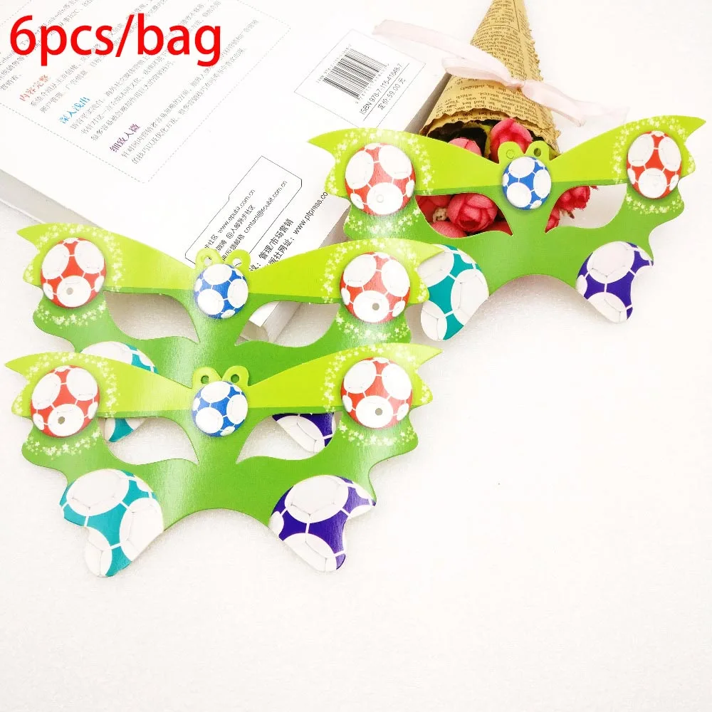 mask 6pcs Футбол Дети День рождения украшения набор поставки салфетки колпачки баннер на тарелке, чашке соломенная шляпа, мешок, вилка одноразовая посуда - Цвет: mask 6pcs