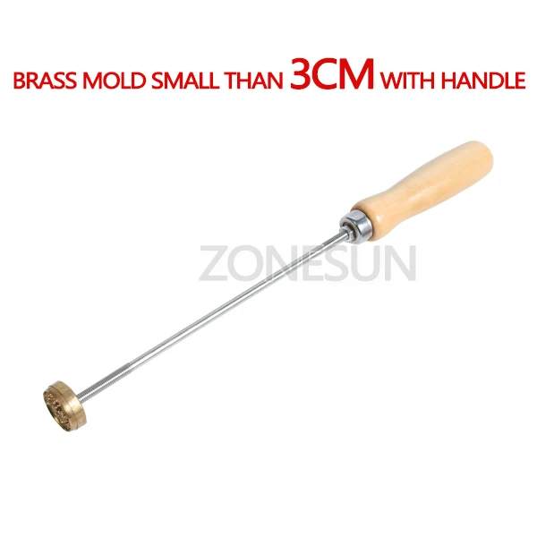 3cm with handle ZONESUN пользовательский дизайн логотип штамп брендинг железная ручка сжигание пресс-штамп на говяжьем мясе барбекю печенье торт хлеб деревянная латунная форма - Цвет: 3cm with handle