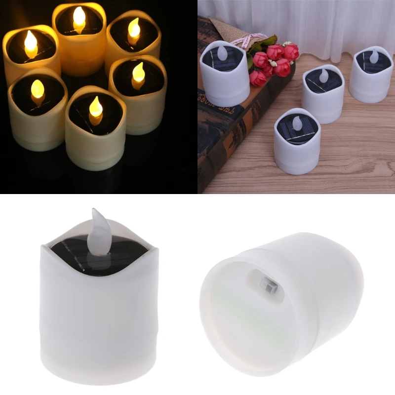 Солнечная приведенная в действие светодиодный Свеча светильник желтое мерцание