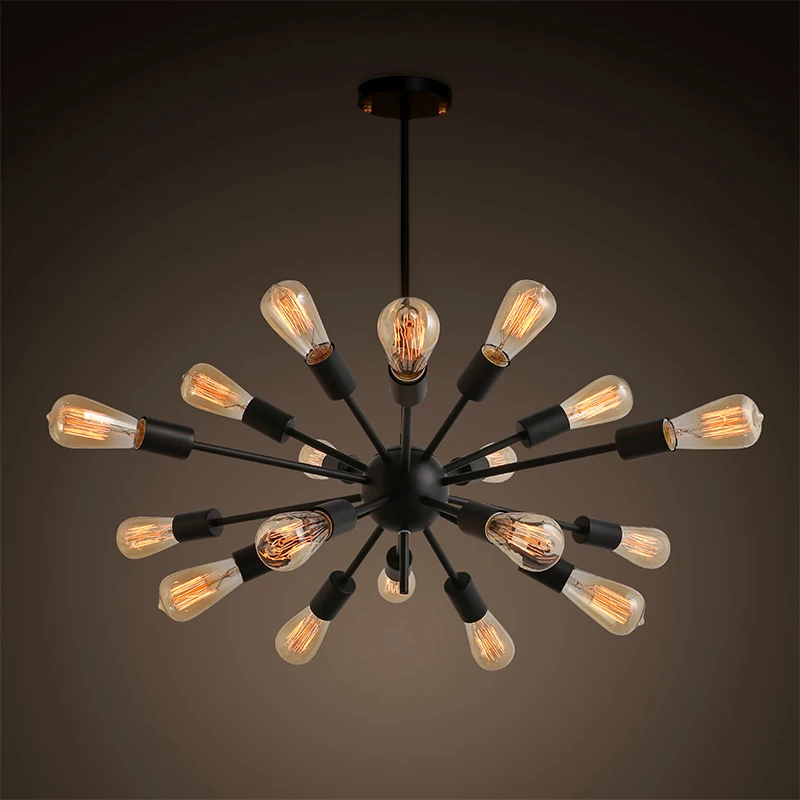 18 головок в промышленном стиле подвесной светильник с черными спутниками
