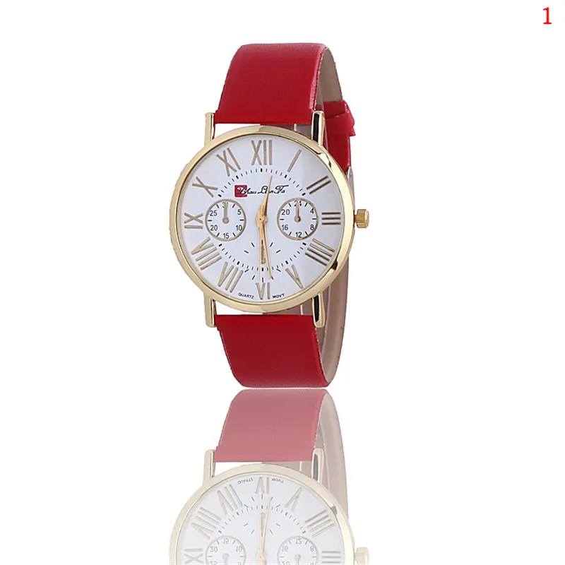 Часы женские кварцевые с римскими цифрами аналоговые кожаные повседневные из