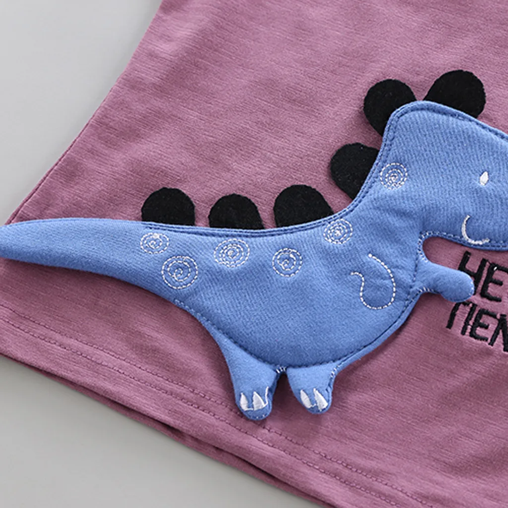 Toddler Baby Boys Clothes Sets Summer Cartoon Letter Dinosaur Print T Shirt Tops+Shorts Newborn Girl Kids Outfits Suit | Детская одежда