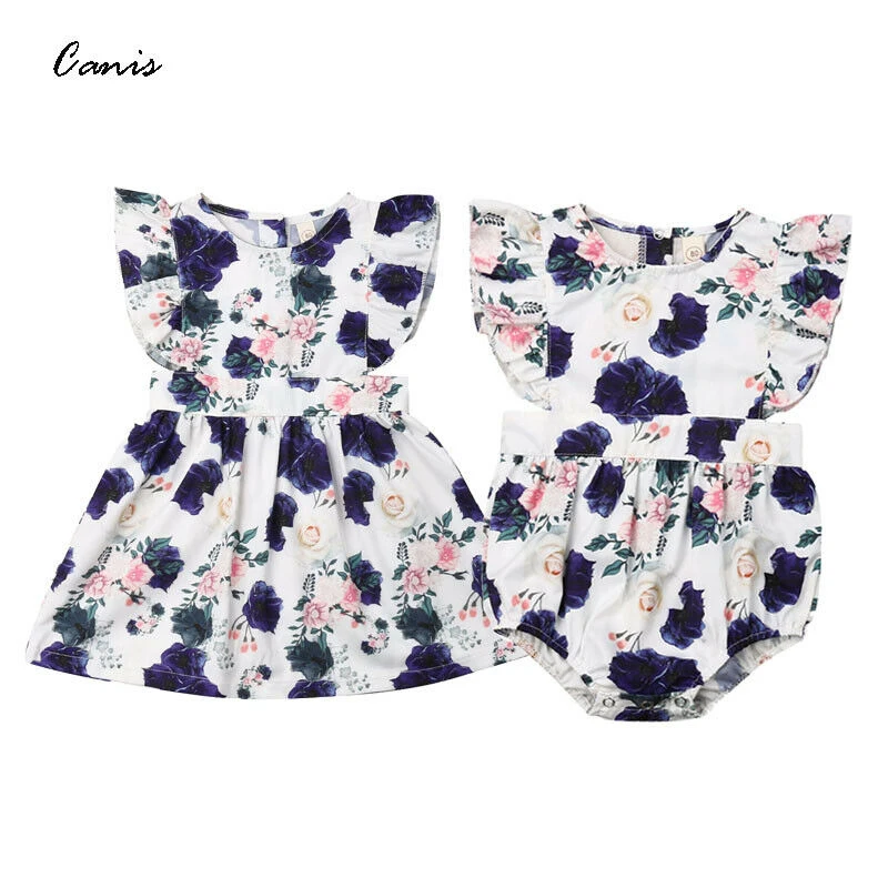Одинаковая одежда для маленьких девочек детские комбинезоны с цветочным принтом