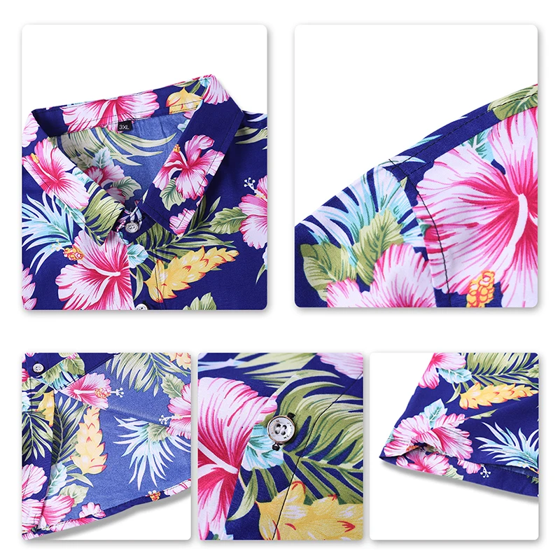 

Hawaiian Shirts Men Floral Print Shirts Vacation Casual Shirts Plus Size Casual Button Loose Shirt Comfort Tops Male Streetwear