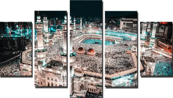 PG4010 Малый Bairam подарки 5 шт. исламский Shrine The Caaba пейзаж холст живопись печать стены Искусство картина для гостиной домашний декор - Цвет: PG4010