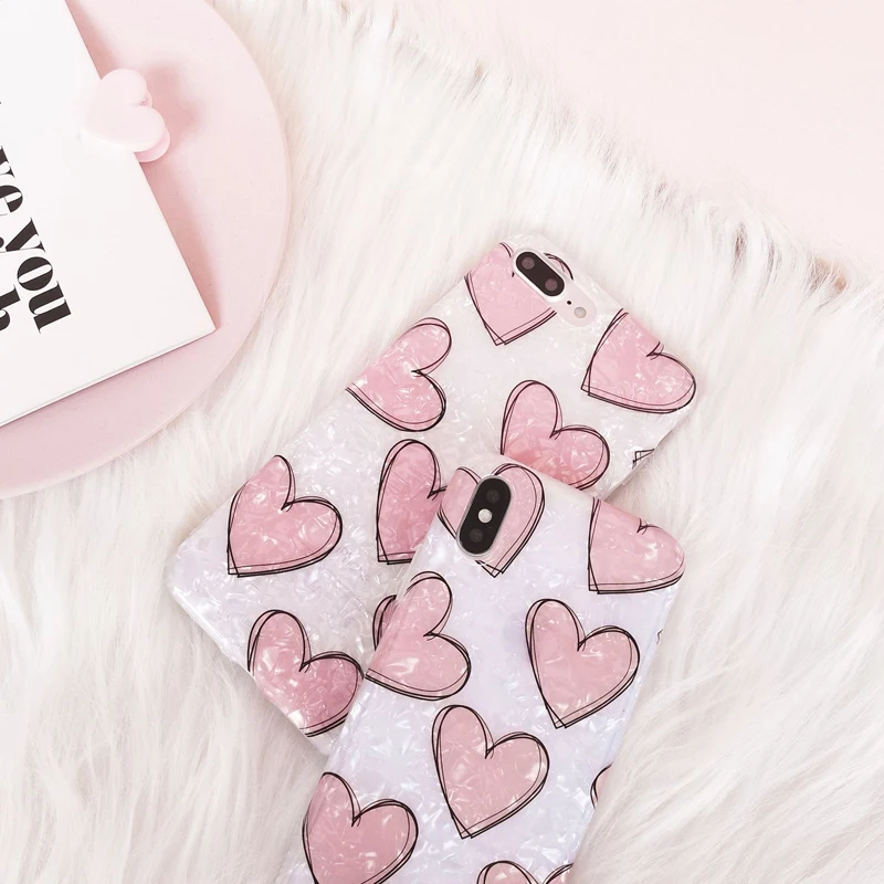 Pink Girly Love Heart Marble Case For Huawei P20 Pro case Soft Silicone Cover for Nova 3i 3 2s Mate 20 Coque Capa |