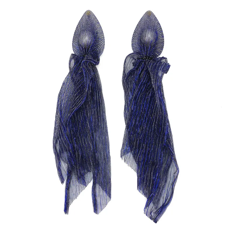Blue Earrings MANILAI, модные длинные кружевные серьги, имитация жемчуга, кристалл, бисер, большие массивные серьги, свадебные ювелирные изделия, элегантные серьги - Окраска металла: Blue Earrings