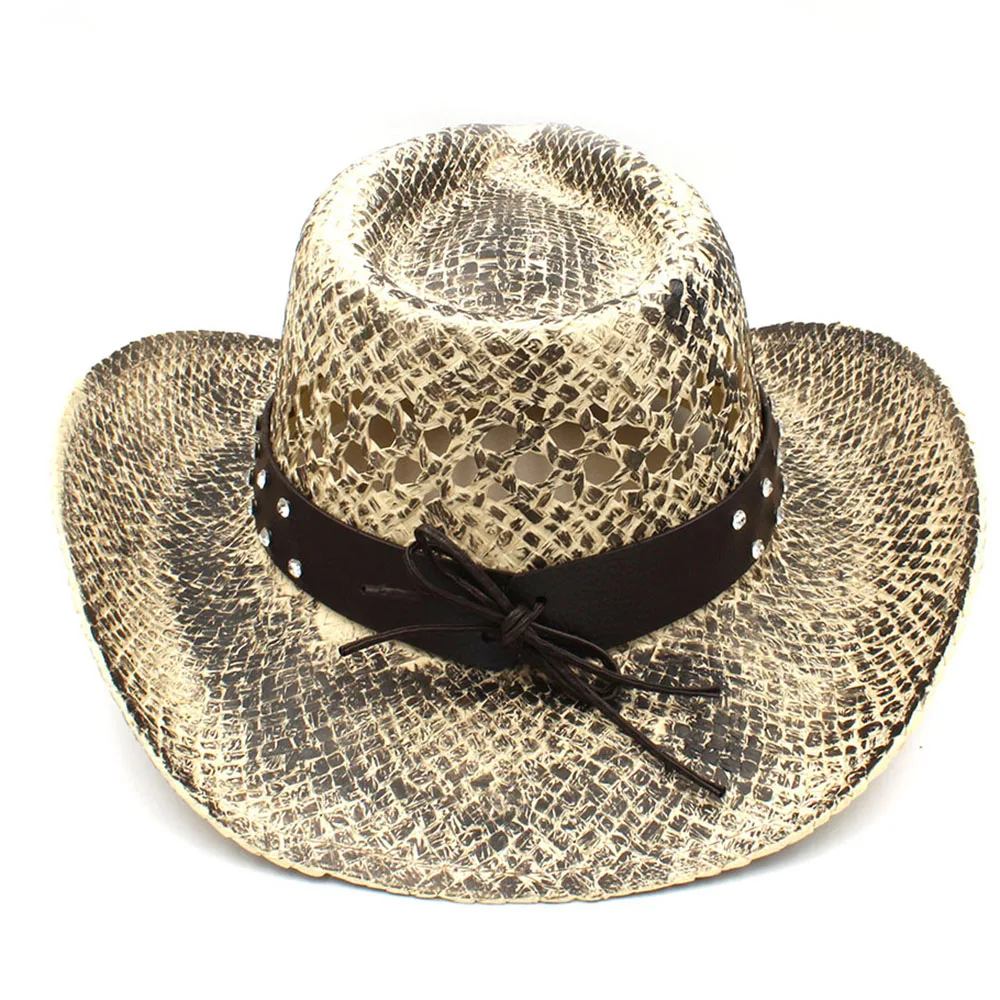 Натуральная Соломенная женская и мужская Ковбойская шляпа в ковбойском стиле