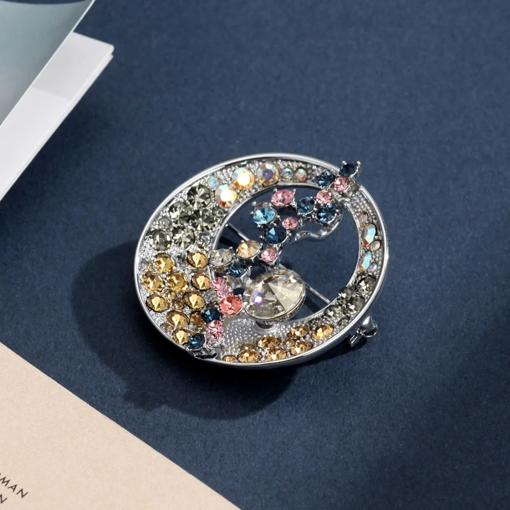 Neoglory красочные Австрийские кристаллы и стразы модные круглые Броши для женщин