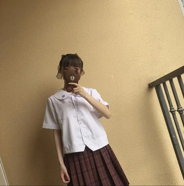 Японская школьная униформа для девочек белая рубашка с длинным рукавом