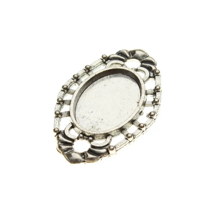 10 шт. античные серебряные разъемы для ювелирных изделий Овальный Кабошон Базовые