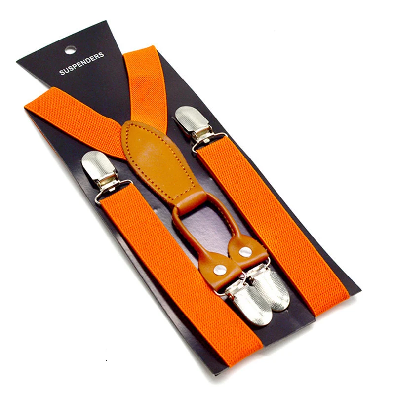 Однотонные Детские подтяжки для девочек и мальчиков 4 зажима регулировка длины 80