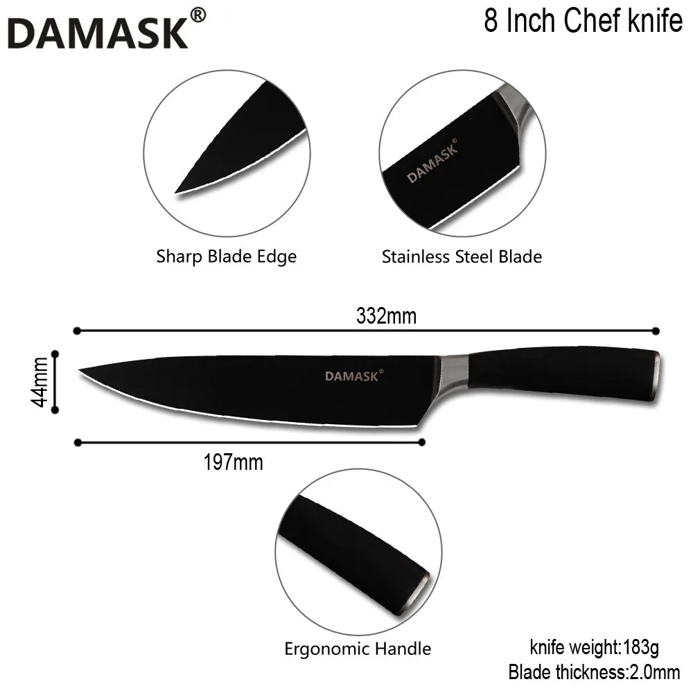 Damask 8 дюймов нож шеф-повара из нержавеющей стали японские Профессиональные Кухонные ножи шеф-повара кухонные аксессуары Кливер