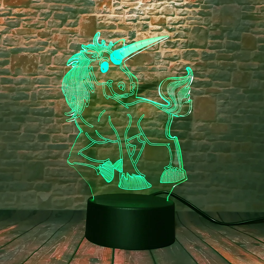 Творческий Amroe 2019 3D светодиодный светильник единорог лошадь RGB ночник вечерние
