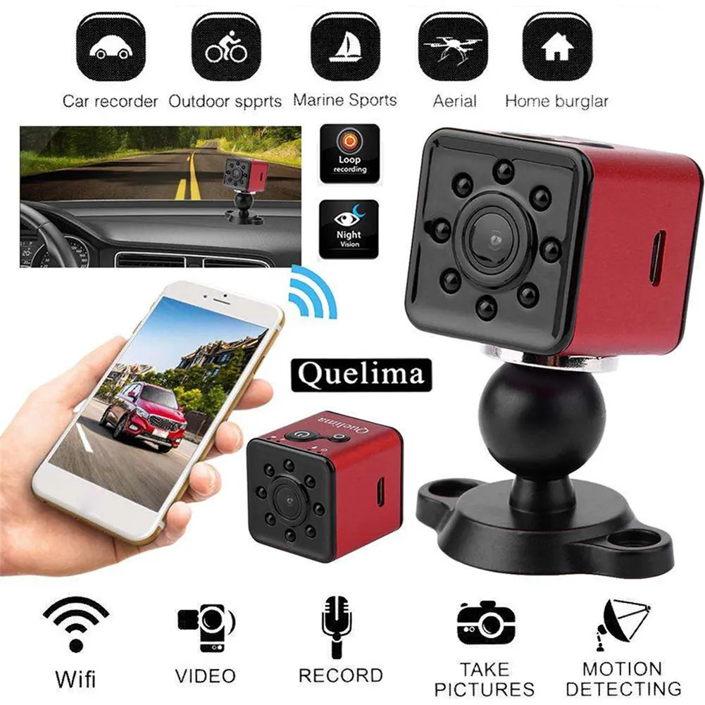 Quelima SQ13 мини 3MP HD 1080 P Автомобильный видеорегистратор WiFi циклическая запись ночного видения камера
