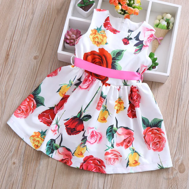 Платье без рукавов для маленьких девочек на день рождения платья детская