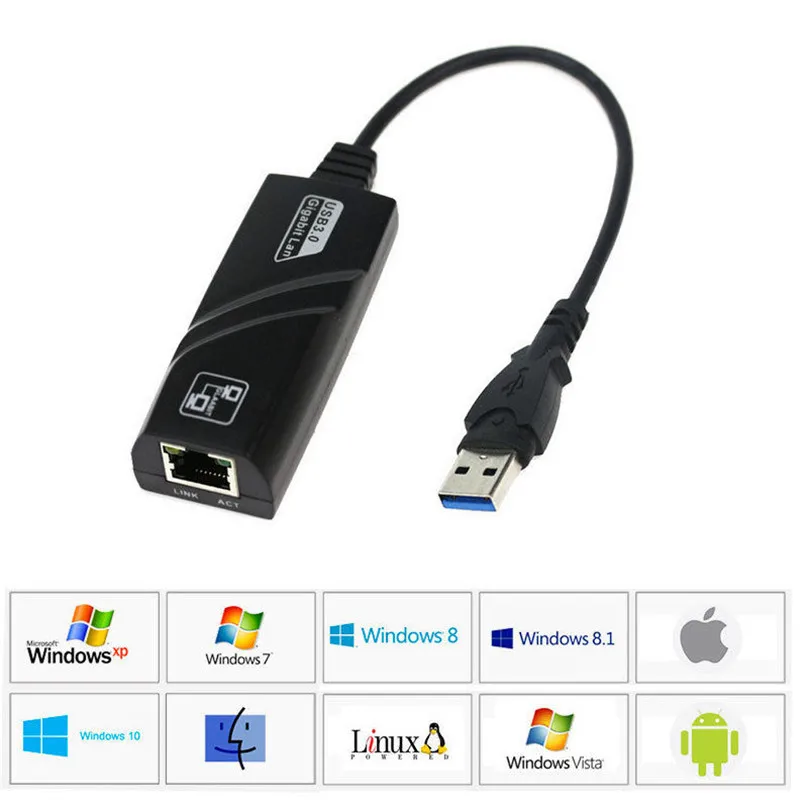 50 шт./лот USB3.0 USB 3,0 до 10/100/1000 Мбит/с RJ45 Gigabit Ethernet сетевой адаптер сетевой карты для Macbook Mac ОС Windows